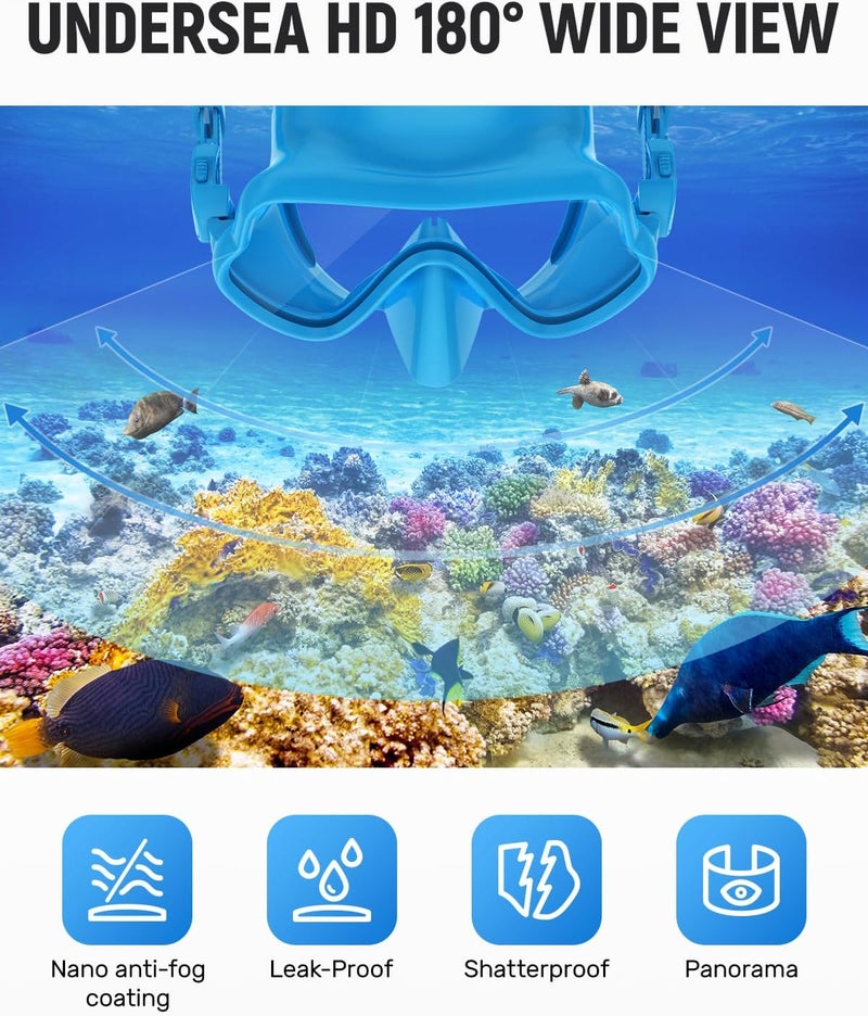 W WSTOO WSTOO Frameless Swim Goggles with Nose Cover for Adults, Panoramic Anti-Glare & Anti-Fog Tempered Glass Lenses, and Perfect Seal Food-Grade Silicone Skirt, Suitable for Snorkelling and Diving - Image 5